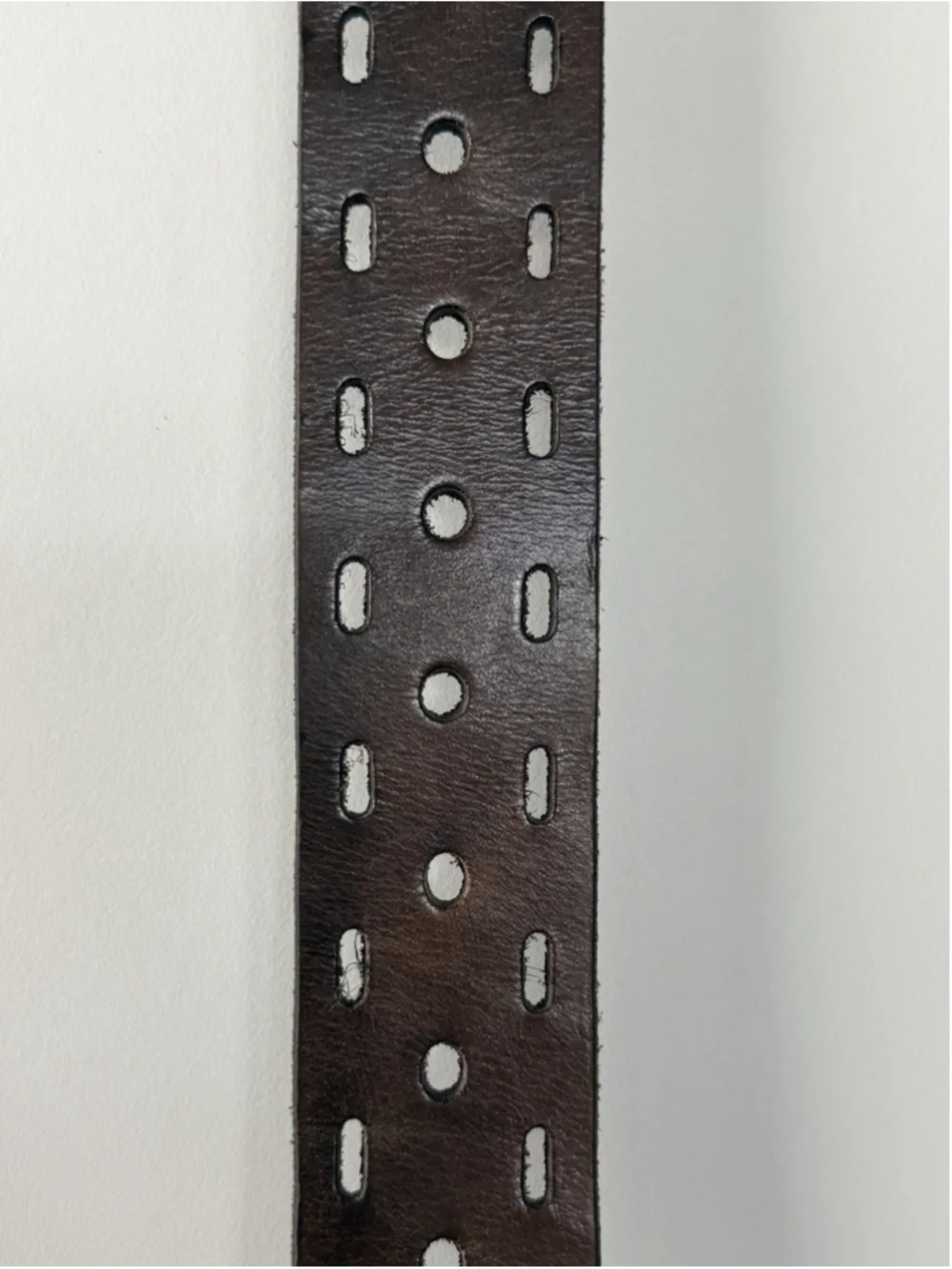 Bed Stu Ramone Brown Leather Perforated Belt Vintage Nickel Buckle 34 Inch
